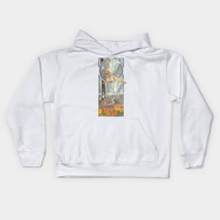 Lady of October with Opal and Marigolds Spirit Shrine Goddess Mucha Inspired Birthstone Series Kids Hoodie
